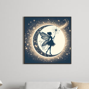 Silhouette Of Elves Under The Moon 30*30CM (canvas) Full Square Drill Diamond Painting