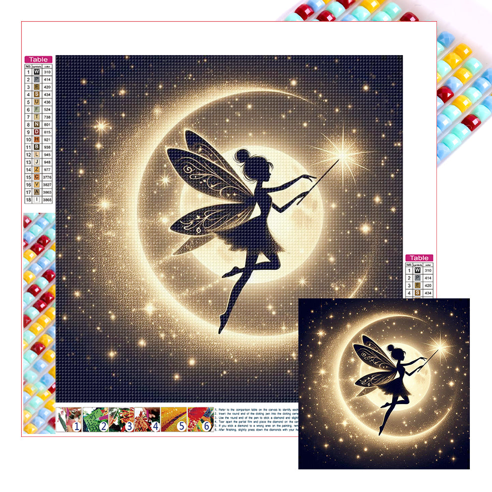 Silhouette Of Elves Under The Moon 30*30CM (canvas) Full Square Drill Diamond Painting