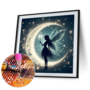 Silhouette Of Elves Under The Moon 30*30CM (canvas) Full Square Drill Diamond Painting