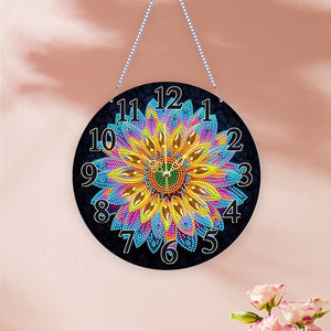 Special Shape Flower DIY Diamond Painting Hanging Clock for Home Decoration