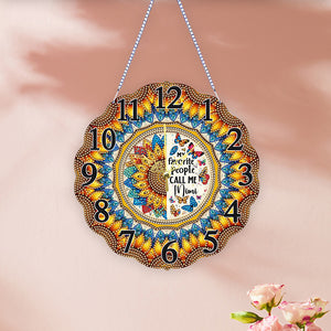 Special Shape Sunflower DIY Diamond Painting Hanging Clock for Home Decor