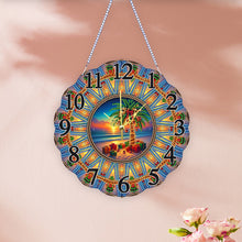 Load image into Gallery viewer, Special Shape Beach Coconut Tree DIY Diamond Painting Hanging Clock for Home Dec
