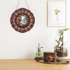 Special Shape Cardinal DIY Diamond Painting Hanging Clock for Home Decor