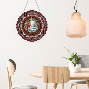 Special Shape Cardinal DIY Diamond Painting Hanging Clock for Home Decor