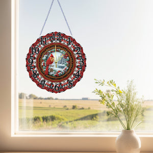 Special Shape Cardinal DIY Diamond Painting Hanging Clock for Home Decor