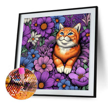 Load image into Gallery viewer, Purple Orange Cat 40*40CM (canvas) Full Round Drill Diamond Painting
