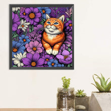 Load image into Gallery viewer, Purple Orange Cat 40*40CM (canvas) Full Round Drill Diamond Painting
