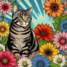 Load image into Gallery viewer, Gray Tabby Cat 40*40CM (canvas) Full Round Drill Diamond Painting
