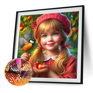 Blue Eyed Cute Girl 40*40CM (canvas) Full Round Drill Diamond Painting