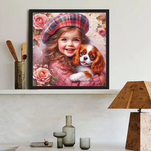 Cute Girl With Big Eyes 40*40CM (canvas) Full Round Drill Diamond Painting