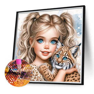 Cute Girl With Big Eyes 40*40CM (canvas) Full Round Drill Diamond Painting