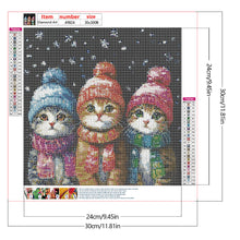 Load image into Gallery viewer, Three Cats In Winter 30*30CM (canvas) Full Round Drill Diamond Painting
