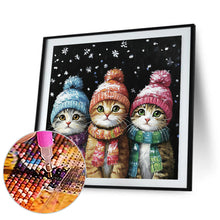 Load image into Gallery viewer, Three Cats In Winter 30*30CM (canvas) Full Round Drill Diamond Painting
