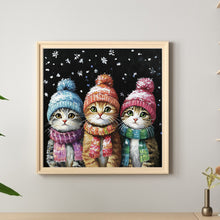 Load image into Gallery viewer, Three Cats In Winter 30*30CM (canvas) Full Round Drill Diamond Painting
