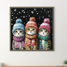 Load image into Gallery viewer, Three Cats In Winter 30*30CM (canvas) Full Round Drill Diamond Painting
