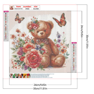 Butterfly Flower Bear 30*30CM (canvas) Full Round Drill Diamond Painting