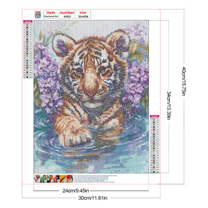 Tiger Cub 30*40CM (canvas) Full Round Drill Diamond Painting