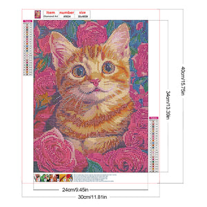 Rose Orange Cat 30*40CM (canvas) Full Round Drill Diamond Painting