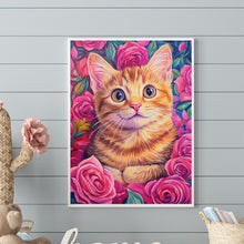 Load image into Gallery viewer, Rose Orange Cat 30*40CM (canvas) Full Round Drill Diamond Painting
