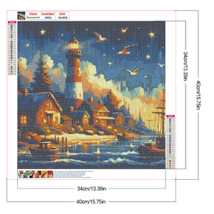 Seagull Lighthouse 40*40CM (canvas) Full Round Drill Diamond Painting