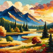 Load image into Gallery viewer, Mountains, Rivers And Forests 40*40CM (canvas) Full Round Drill Diamond Painting
