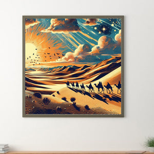 Desert Camel Caravan 40*40CM (canvas) Full Round Drill Diamond Painting