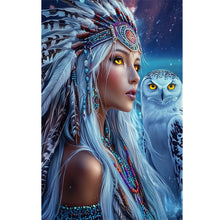 Load image into Gallery viewer, Indian Woman White Owl 40*60CM (canvas) Full Round Drill Diamond Painting
