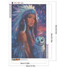 Load image into Gallery viewer, Indian Woman White Owl 40*60CM (canvas) Full Round Drill Diamond Painting
