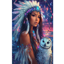 Load image into Gallery viewer, Indian Woman White Owl 40*60CM (canvas) Full Round Drill Diamond Painting
