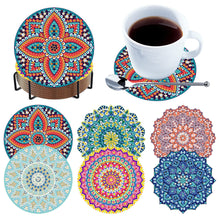 Load image into Gallery viewer, 6Pcs Wooden Mandala Diamond Painting Coasters with Holder for Adults Beginners
