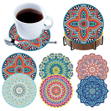 Load image into Gallery viewer, 6Pcs Wooden Mandala Diamond Painting Coasters with Holder for Adults Beginners
