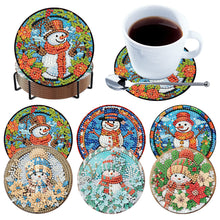 Load image into Gallery viewer, 6Pcs Wooden Snowman Diamond Painting Coasters with Holder for Adults Beginners
