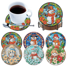 Load image into Gallery viewer, 6Pcs Wooden Snowman Diamond Painting Coasters with Holder for Adults Beginners
