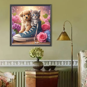 Canvas Shoes For Cats And Dogs 40*40CM (canvas) Full Round Drill Diamond Painting