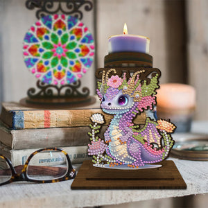 Dinosaur Diamond Painting Desktop Candle Holder Gifts for Family Friends