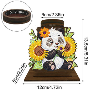 Sunflower Panda Diamond Painting Desktop Candle Holder Gifts for Family Friends