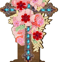 Load image into Gallery viewer, Flower Cross Diamond Painting Desktop Candle Holder Gifts for Family Friends
