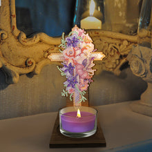 Load image into Gallery viewer, Flower Cross Diamond Painting Desktop Candle Holder Gifts for Family Friends
