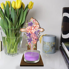 Load image into Gallery viewer, Flower Cross Diamond Painting Desktop Candle Holder Gifts for Family Friends
