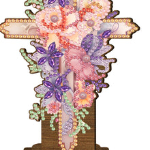 Load image into Gallery viewer, Flower Cross Diamond Painting Desktop Candle Holder Gifts for Family Friends
