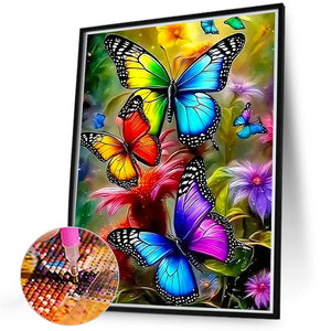 Butterfly And Flower 40*50CM (canvas) Full Round Drill Diamond Painting