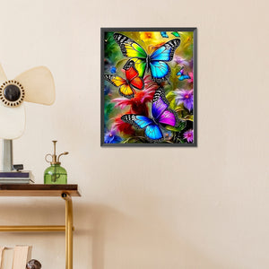 Butterfly And Flower 40*50CM (canvas) Full Round Drill Diamond Painting