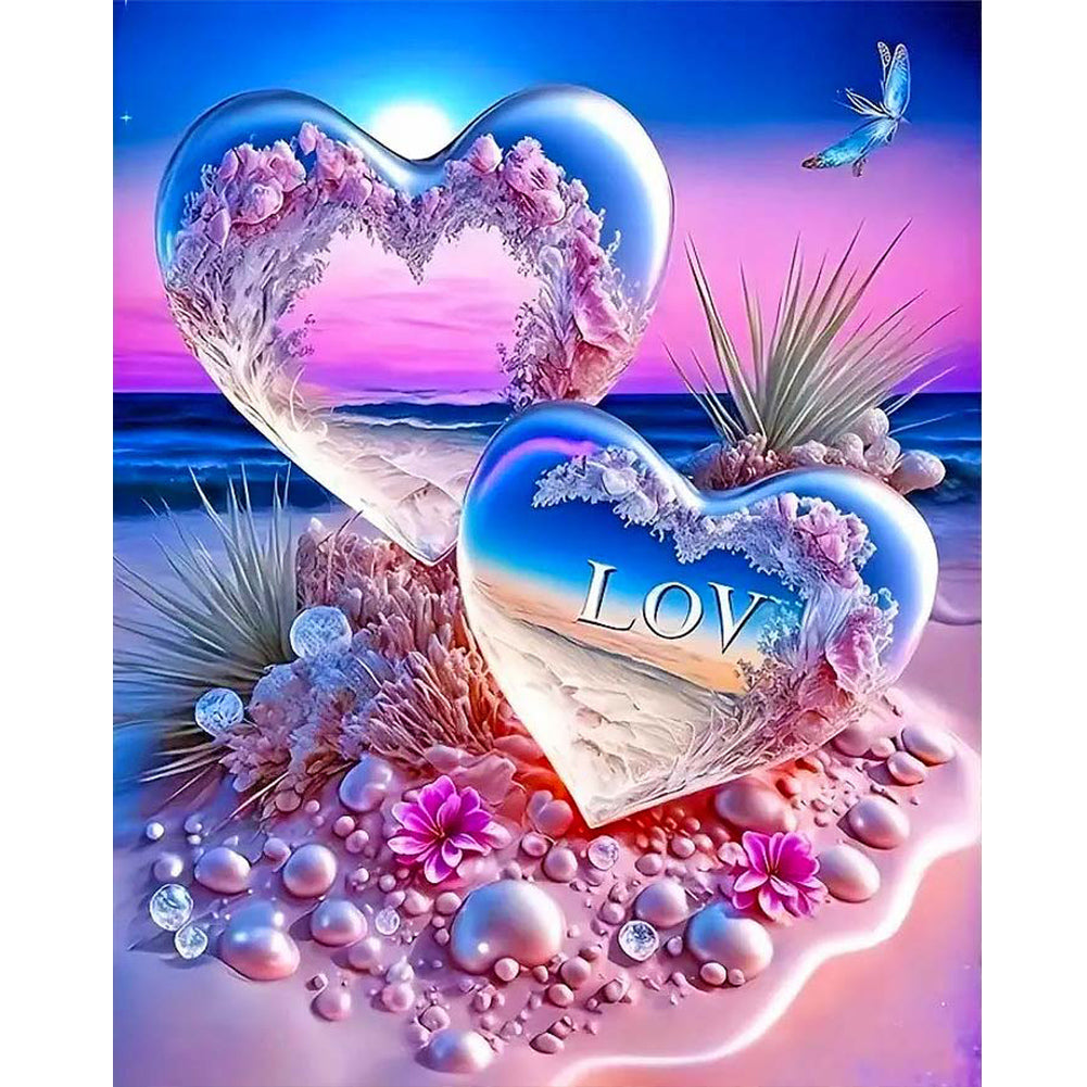 Love On The Beach 40*50CM (canvas) Full Round Drill Diamond Painting