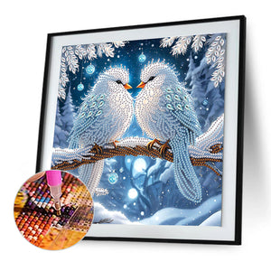 Winter Snow Scene Bird 30*30CM (canvas) Partial Special-Shaped Drill Diamond Painting