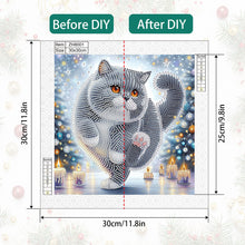 Load image into Gallery viewer, Winter Snow Scene Cat 30*30CM (canvas) Partial Special-Shaped Drill Diamond Painting
