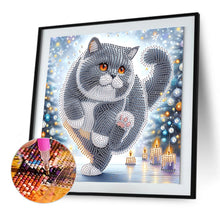 Load image into Gallery viewer, Winter Snow Scene Cat 30*30CM (canvas) Partial Special-Shaped Drill Diamond Painting
