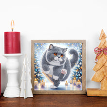 Load image into Gallery viewer, Winter Snow Scene Cat 30*30CM (canvas) Partial Special-Shaped Drill Diamond Painting
