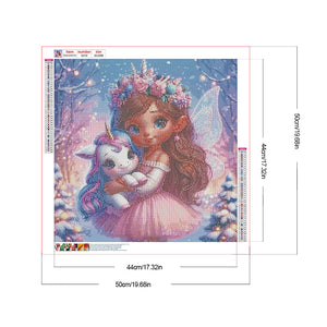 Butterfly Girl And Unicorn 50*50CM (canvas) Full Round Drill Diamond Painting