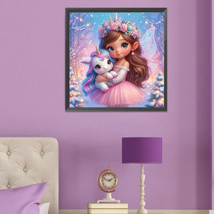 Butterfly Girl And Unicorn 50*50CM (canvas) Full Round Drill Diamond Painting