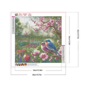 Flowers And Birds 40*40CM (canvas) Full Round Drill Diamond Painting